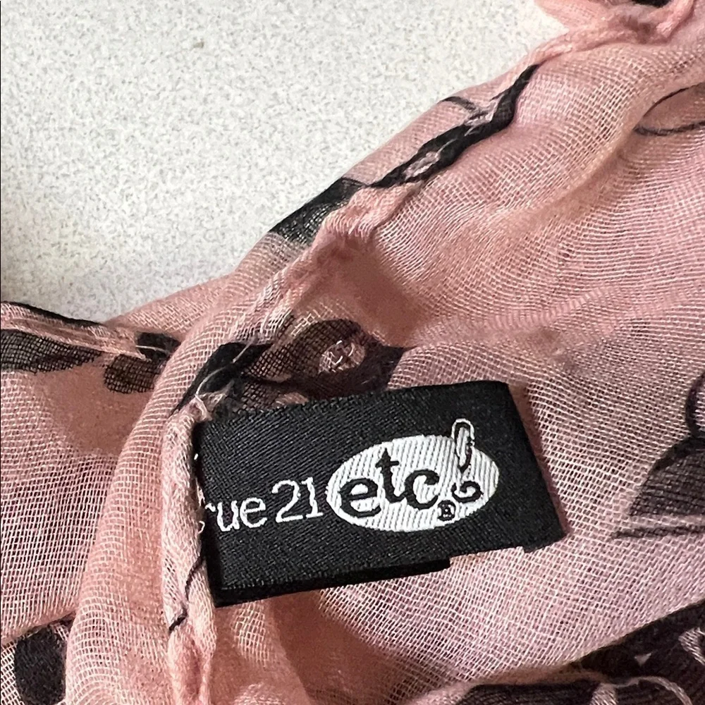 Rue21 Pink and Black Floral Scarf